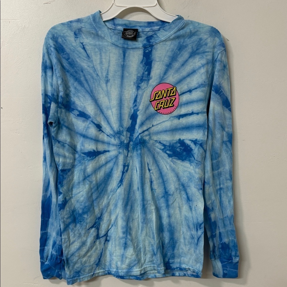 Santa Cruz Skateboards Blue Tie-Dye Long Sleeve Tee